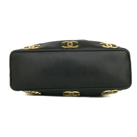 CHANEL Navy blue Triple Coco CC Logo Lambskin Drawstring Shoulder Bag - Picture 6 of 11